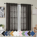 Simplebrand Chocolate Semi Sheer Curtains 54 Inch Length 2 Panels, Geometric by Simplebrand