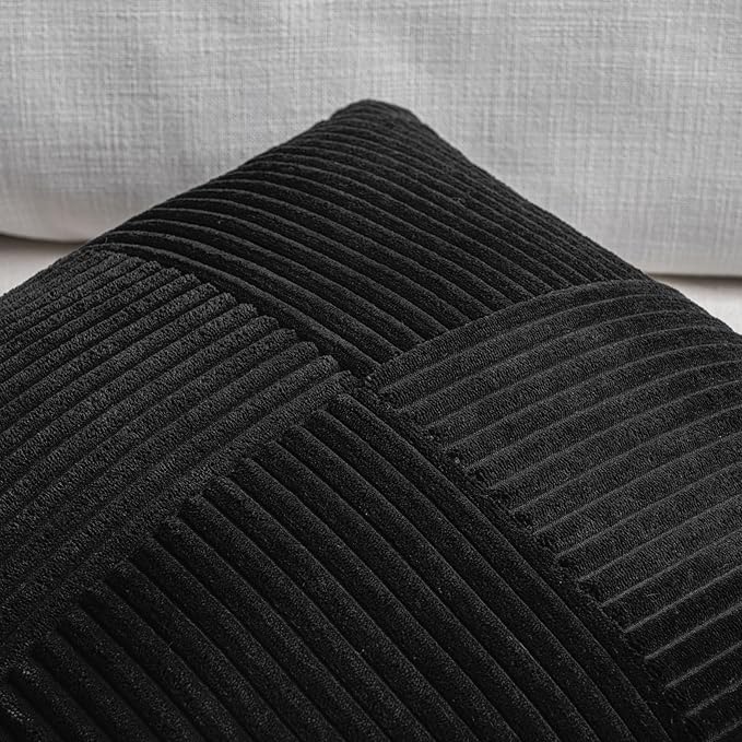 Fancy Homi 2 Packs Black Decorative Throw Pillow Covers 22x22 Inch - Image 3