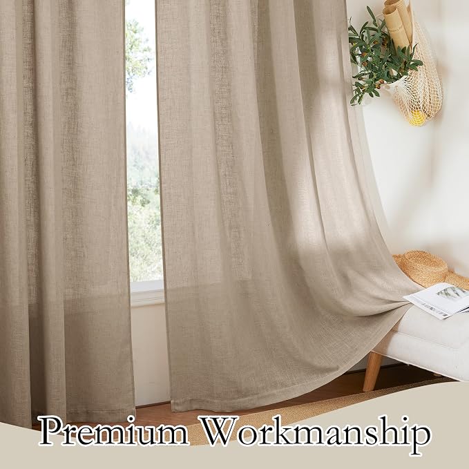 RYB HOME Extra Long Linen Curtains - Image 5