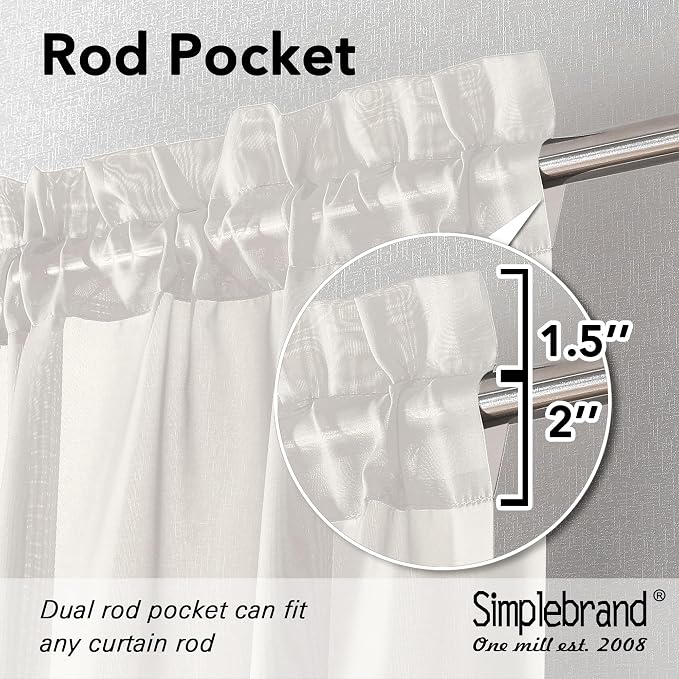 Simplebrand Ivory Sheer Curtains, 2 Panels Set - Image 4