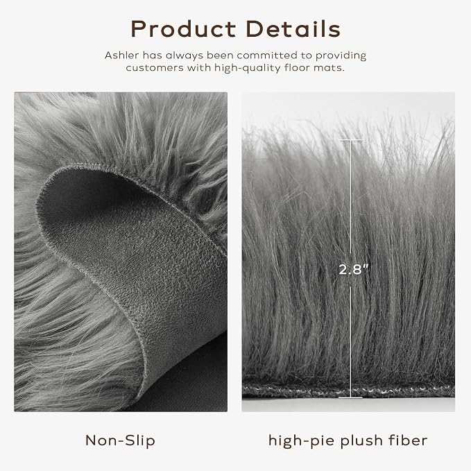 Ashler Faux Fur Rug, Fluffy Shaggy Area Rug Ultra Soft 2 x 3 Feet Sheepskin Fur - Image 6