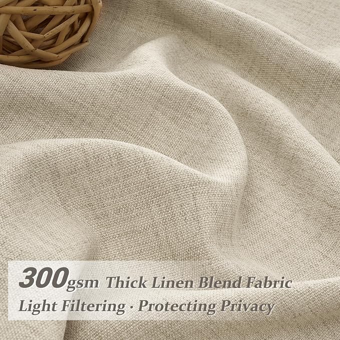 Extra Wide Linen Sheer Curtains 96 Inches Long 2 Panels Set - Image 2