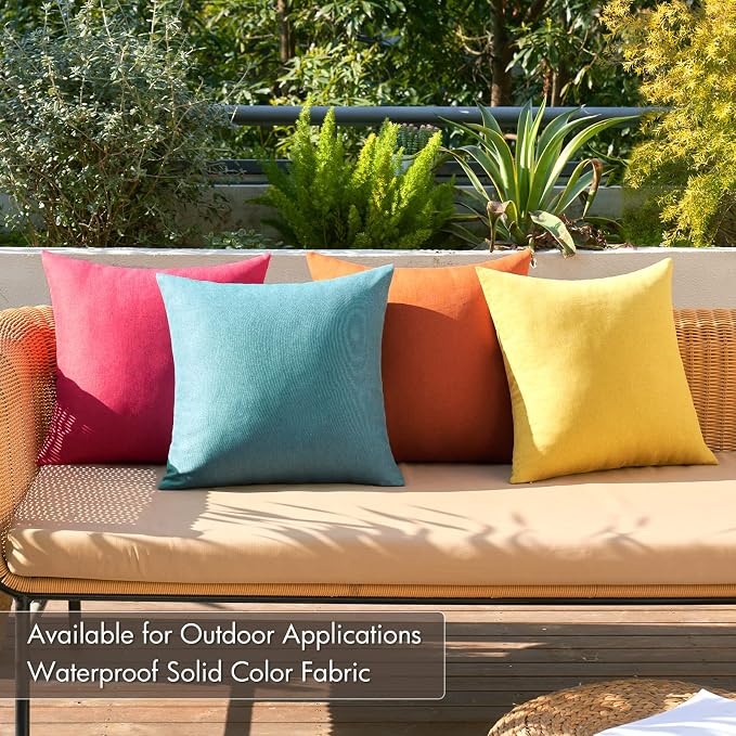 MIULEE Pack of 4 Decorative Outdoor Throw Pillow Covers Linen Waterproof Pillow - Image 2