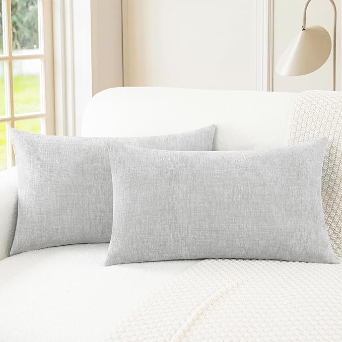CaliTime Throw Pillow Covers Decorative 12 X 20 Inches Pack of 2 Cozy Chenille by CaliTime