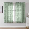 Lecloud Leia Sage Green Sheer Curtains 54 Inch Length 2 Panels, Voile Light by Lecloud