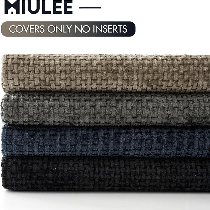 MIULEE Pack of 4 Couch Throw Pillow Covers 18x18 Inch Neutral Navy/Grey Soft - Image 6