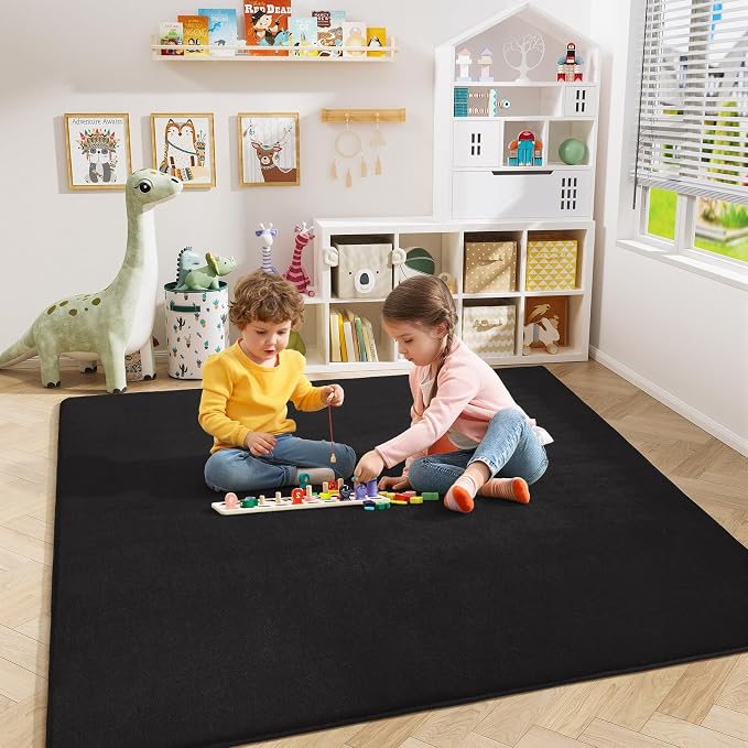 Amearea 6x6 Square Area Rugs for Bedroom Living Room, Modern Black Thickened - Image 6