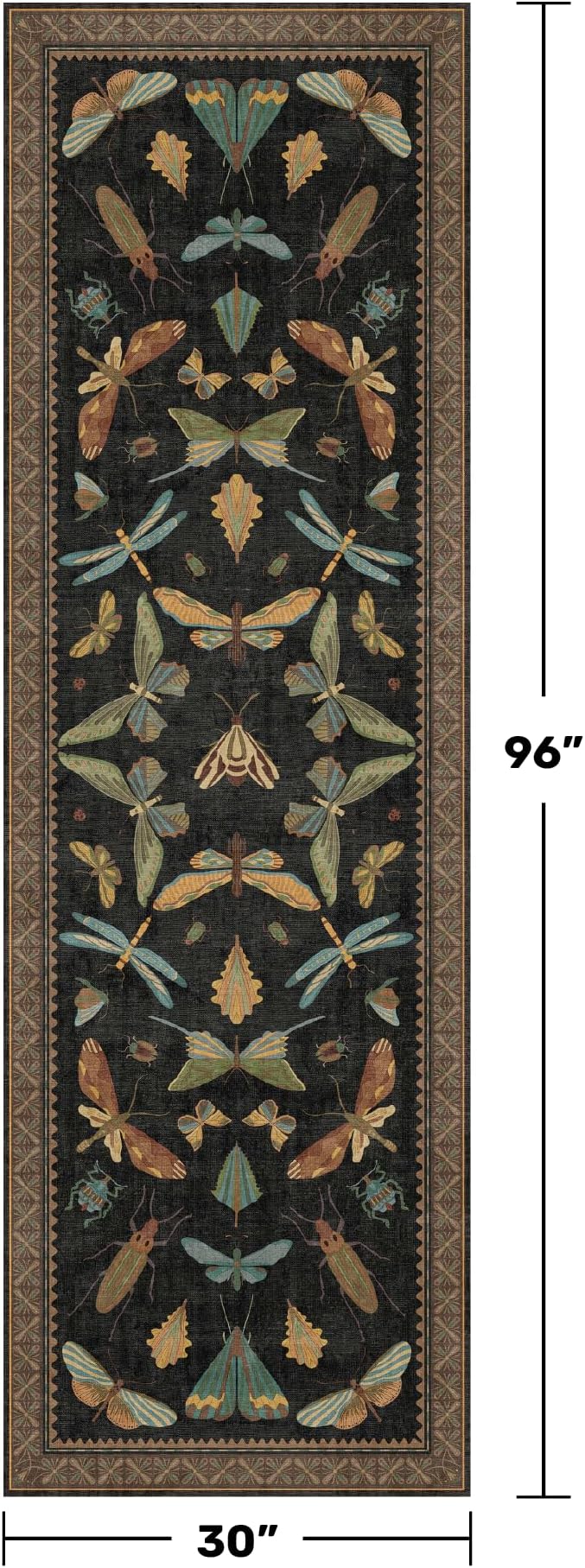 Black Insect 2'6"x8' Washable Non Slip Runner Rugs - Image 2