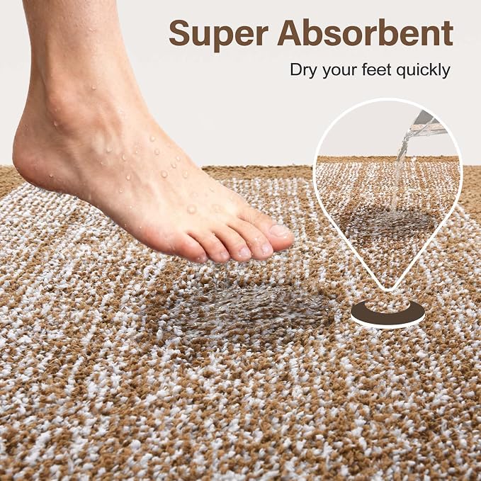 60x24 Long Bathroom Rugs Washable Non Slip, Coffee Bath Mat - Image 7