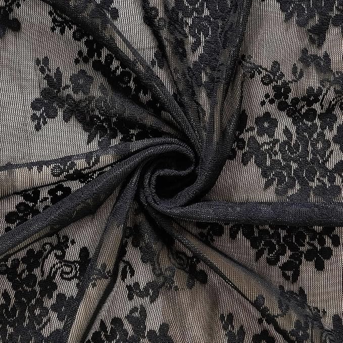 YJ YANJUN Vintage Lace Curtains 45 Inch Length-Victorian Dark Floral Pattern - Image 4