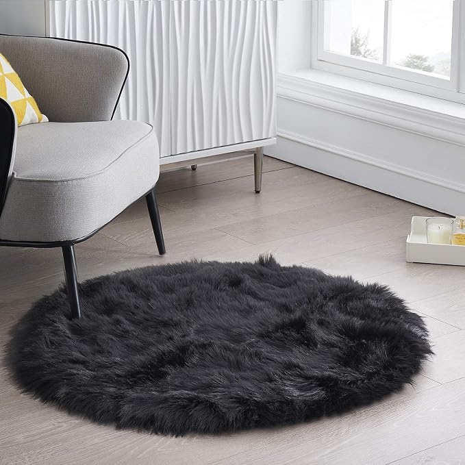 Ciicool Round Fur Fluffy Area Rug by CIICOOLHomeDeco