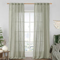LAMIT Sage Grey Linen Boho Curtains 84 inch Length 2 Panels, Light Filtering by LAMIT