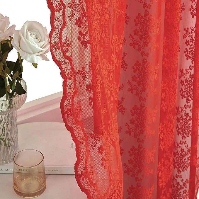 YJ YANJUN Vintage Lace Curtains 90 Inches Long 2 Panels - Image 5