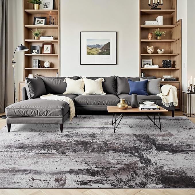 Toneed Abstract Area Rug 6x9 Modern Washable Rug Soft Non Slip Rug Low Pile - Image 2