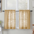 Simplebrand Semi Sheer Gold Curtains 30 Inch Length 2 Panels, Geometric by Simplebrand
