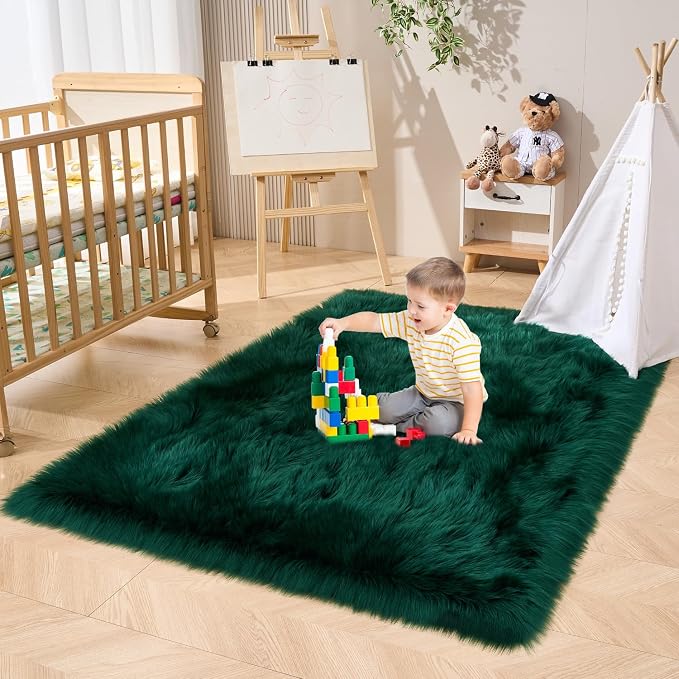EasyJoy Ultra Soft Fluffy Shaggy Area Rug Faux Fur Rug Chair Cover Seat Pad - Image 4