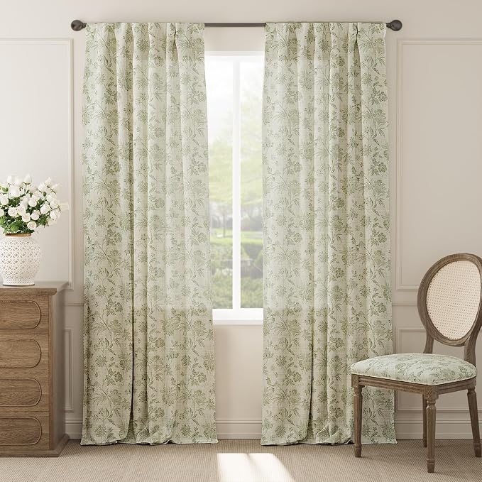 jinchan Linen Floral Curtains for Living Room - Image 2