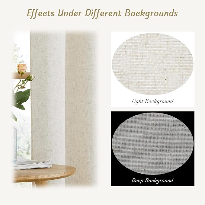 NICETOWN Textured Linen Sheer 108 inch Curtains - Image 8