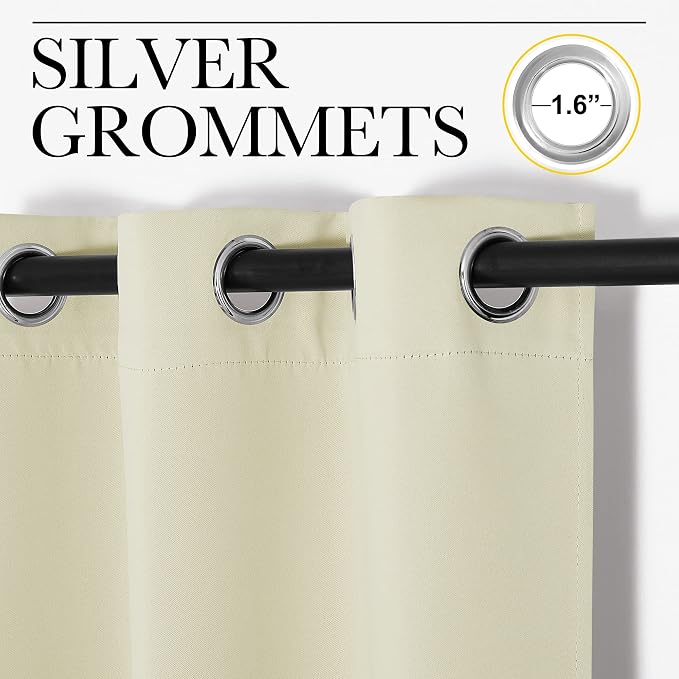 NICETOWN Beige Room Darkening Curtains 102" Long - Image 3