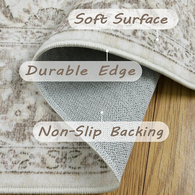7x9 Machine Washable Non Slip Vintage Area Rugs - Image 4