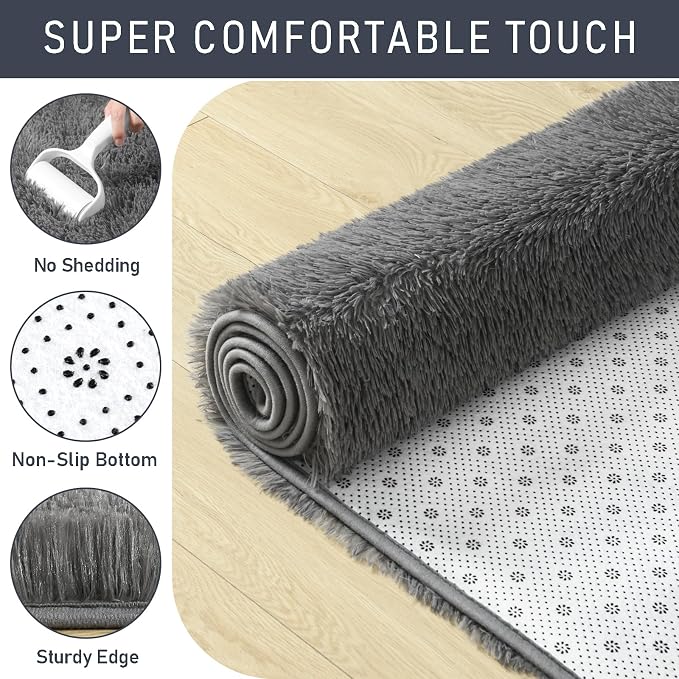 LOCHAS Ultra Soft Indoor Modern Area Rugs 6x9, Fluffy Living Room Carpets - Image 5