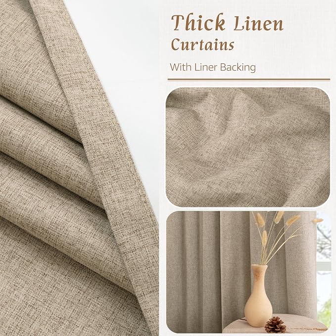 100% Blackout Linen Curtains 84 Inch - Image 8