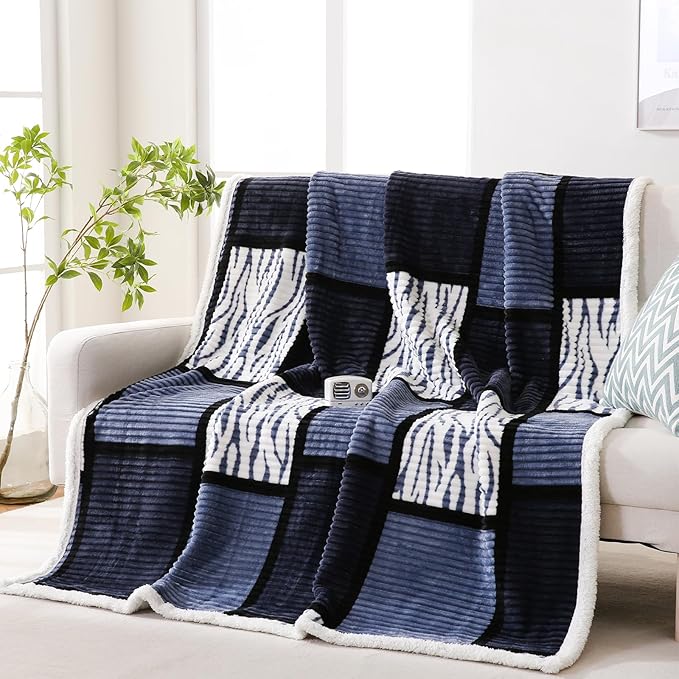 PU MEI Sherpa Blanket Fleece Throw Blanket Twin Plaid Thick Bed Blanket by HOME