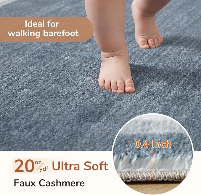 OPPODREAM Border Soft Area Rugs 5x7, Washable Blue Rug - Image 2