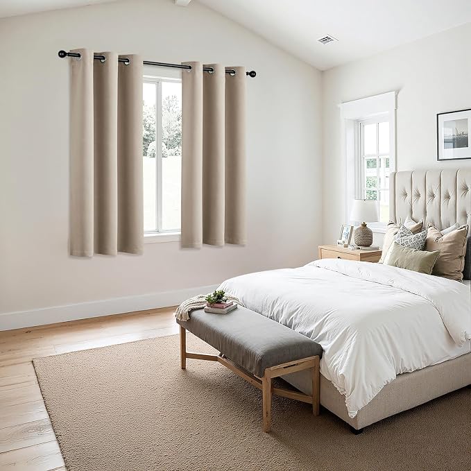 MIULEE Taupe Blackout Curtains for Bedroom Living Room 63 Inches Long 2 Panels - Image 6