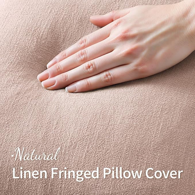 MIULEE Valentines Decorative Throw Pillow Covers Neutral Linen Fringe Throw - Image 2