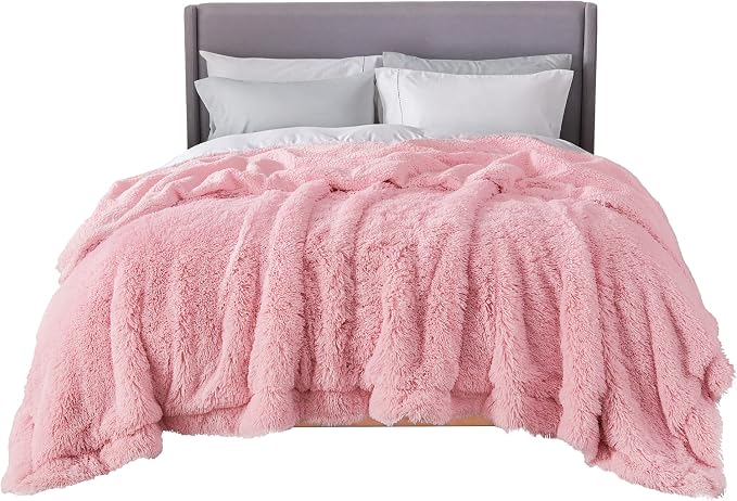 Bedsure GentleSoft Fluffy Pink Blankets Queen Size - Image 7