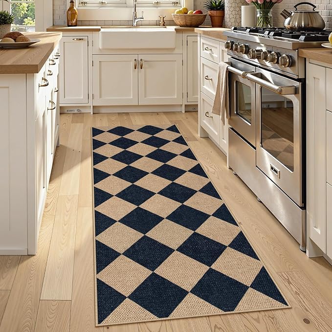 Lahome Colette Checkered Easy Jute Runner, 2x6 Kitchen Runner Rug Non Slip - Image 2
