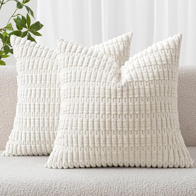 MIULEE Pack of 2 Corduroy Decorative Throw Pillow Covers 18x18 Inch Soft Boho by MIULEE