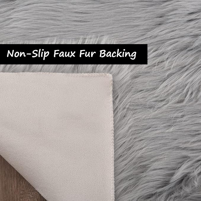 Goolela Grey Fluffy Fuzzy Furry Rug 2x6 - Image 5