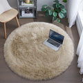 Tangsoo Round Faux Fur Rugs, Sheepskin Round Rugs 3ft, Soft Small Circle Rug by Tangsoo