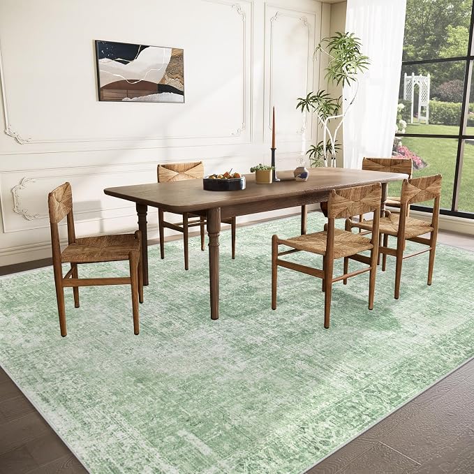 Area Rug 9x12 Washable Rug, Vintage Boho Medallion Rugs Non-Slip Soft Low Pile - Image 3
