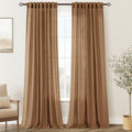 Brown Curtains for Living Room Back Tab Modern Farmhouse Semi Sheer Curtains by Jolilight