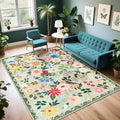 Area Rug Living Room Rugs: Floral 4x6 Washable Rug Vintage Soft Boho Non-Slip by PLHXFRSoftAreaRugs