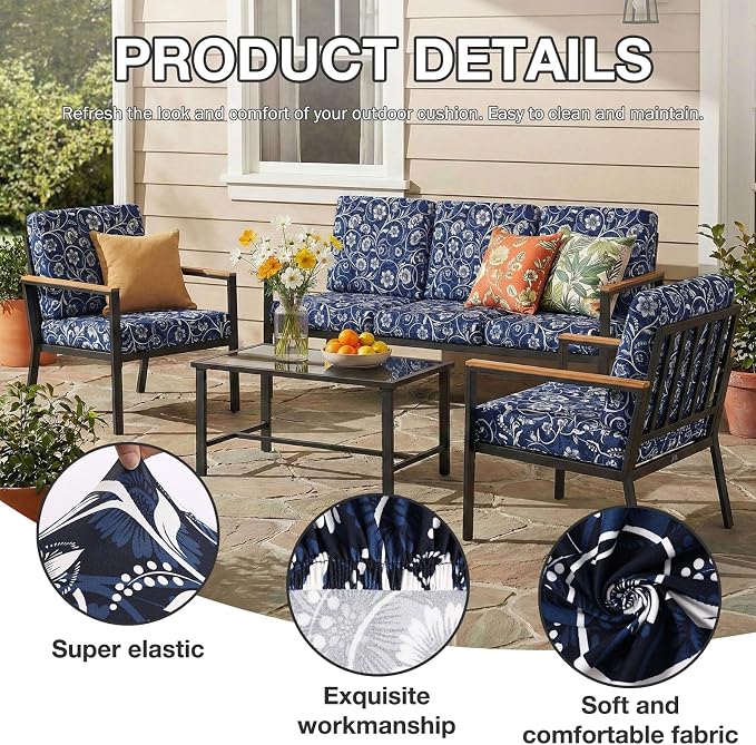 hyha 12Pcs Patio Cushion Covers, Stretch Outdoor Couch Cushion Covers - Image 3