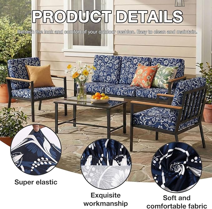 hyha 14Pcs Patio Cushion Covers, Stretch Outdoor Couch Cushion Covers - Image 3