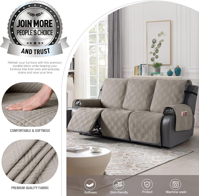 TAOCOCO Waterproof Recliner Sofa Cover, Non Slip Split Recliner Couch Covers - Image 2