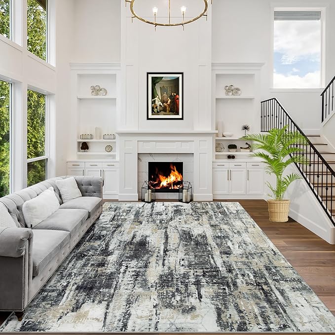 5x7 Area Rugs Washable Rug: Modern Abstract Living Room Rug Soft Anti-Skid Thin by GENTDRIZZ
