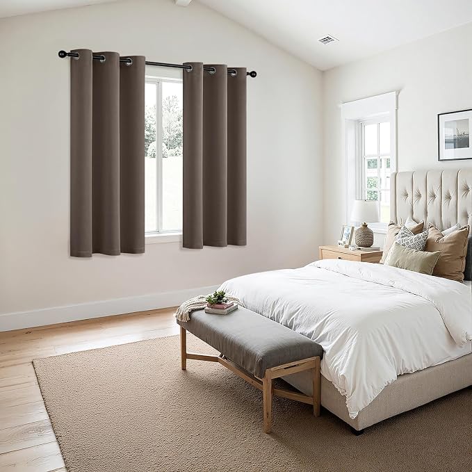 MIULEE Blackout Curtains for Bedroom 2 Panels 40 x 63 Inch Long Tan Brown | - Image 6