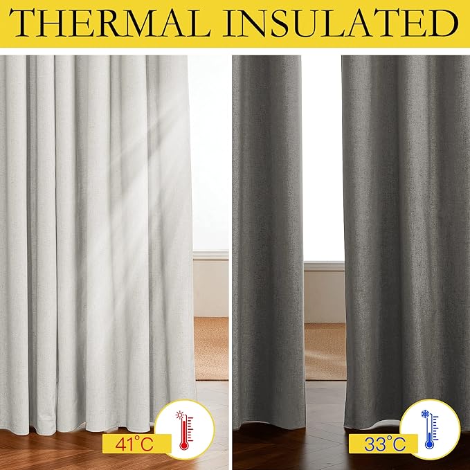 NICETOWN 100% Absolutely Blackout Linen Curtains - Image 4