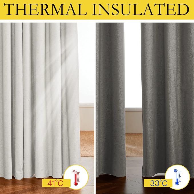 NICETOWN 100% Blackout Linen Texture Cold Blocking Curtains 84 inches Long - Image 4