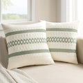 MIULEE Set of 2 Sage Green Boho Decorative Pillow Covers 24x24 Inch | Farmhouse by MIULEE