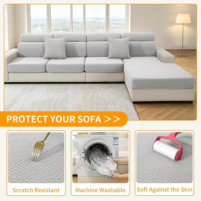 XINEAGE Couch Cushion Covers Seat Cushion Cover Thick Stretch Sofa Slipcovers 3 - Image 6