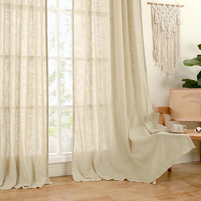 LAMIT Natural Linen Blended Curtains 63 Inch - Image 9