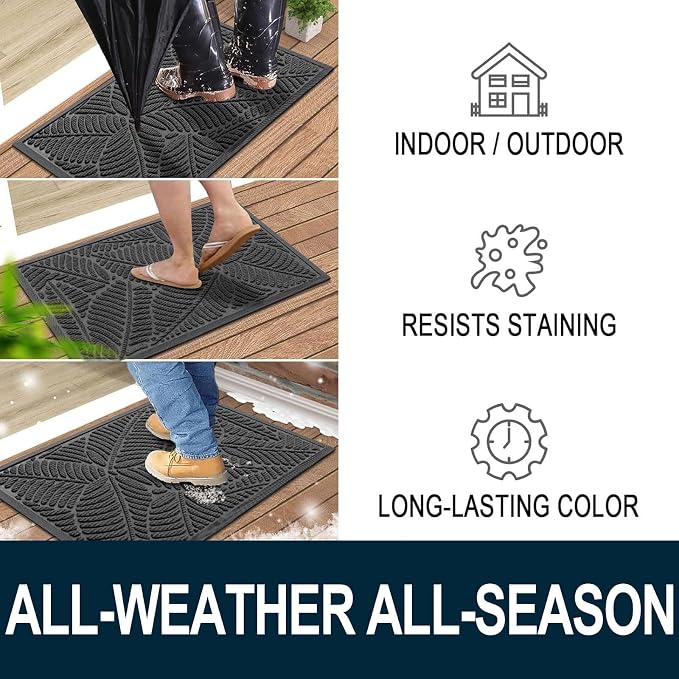 Colorxy Waterproof Doormat, Sturdy Natural Rubber Front Indoor Mat, Non Slip - Image 4
