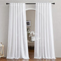 NICETOWN White Sheer 102 inch Long Curtains Faux Linen Blend, Rod Pocket & Back by NICETOWN
